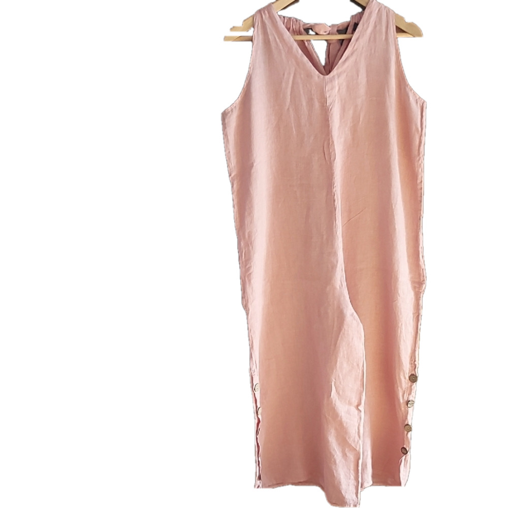 Linen Sleeveless Pink romper - s/ M
